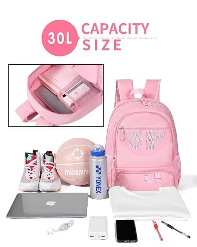 Basketball Bag Backpack for Men Women with Ball & Shoes Compartment 30L Capacity Lightweight Breathable Boys Girls Soccer Ball Bag Backpack Fit Volleyball Football Sports Travel School Gym thumbnail 3
