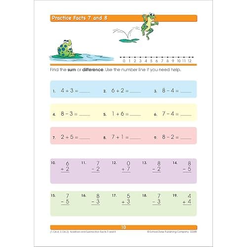 School Zone Addition & Subtraction Workbook: 64 Pages, 1st Grade, 2nd Grade, Elementary Math, Sums, Differences, Place Value, Regrouping, Fact Tables, Ages 6-8 (I Know It! Book Series) thumbnail 3