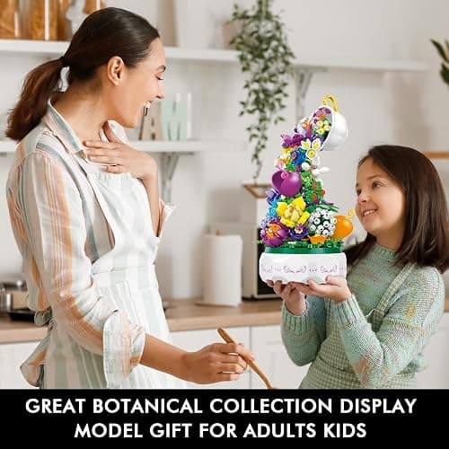 HOGOKIDS Flowers Music Box Building Set with Light for Adults Girls 6-12+ | Flower Botanicals Rotating Music Box Blocks Toy for Home Office Decor, DIY Craft Kits Birthday Gifts for Women Mom Kids thumbnail 7