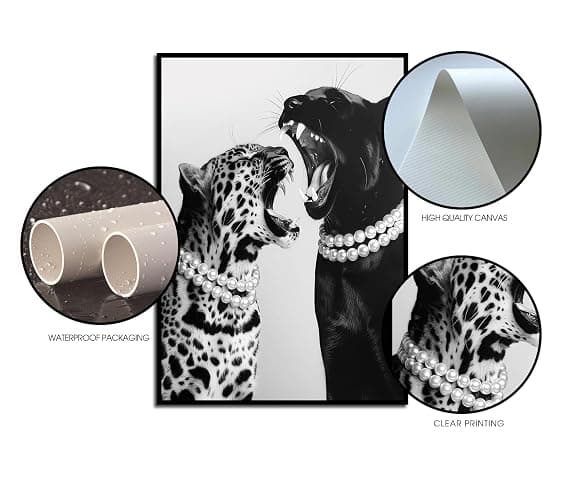 3 Pcs Fashion Leopard Print Posters Paintings Funny Woman Drinking in Bathtub Paintings Black and White Photography Beautiful Woman Print Preppy Style Wall For Bedroom Living Room 12×16 Inch Unframed thumbnail 5