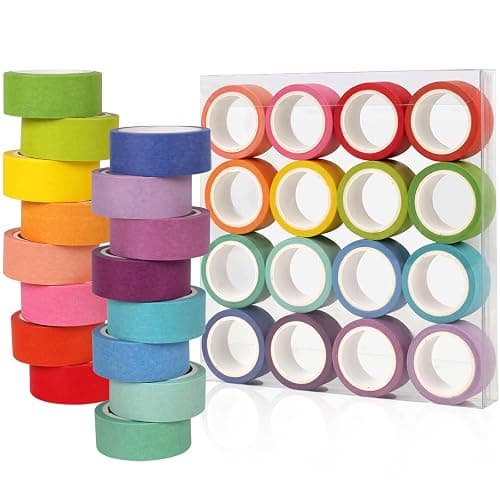 Phinus Washi Tape Set, 16 Pack Decorative Tape, Multicolor, 15mm x 5m, Reusable, Ideal for Gift Wrapping, Journaling, Crafting, Decoration - Image 1