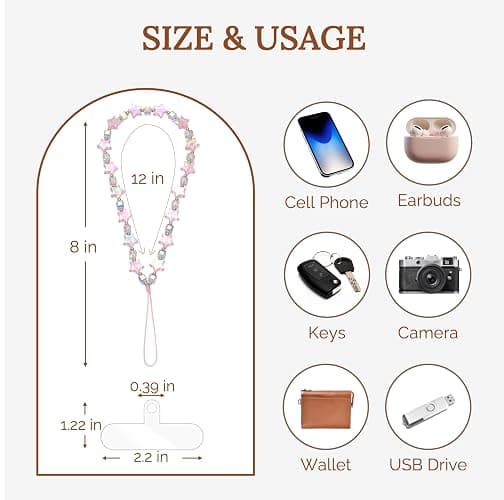 TRBR Star Phone Charm Wrist Strap, Beaded Lanyard Wristlet Chain, Anti-Theft Bracelet Strap for iPhone & More Cases thumbnail 5