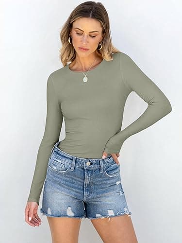 ANRABESS Women Long Sleeve Shirts Rib Knit Slim Fit Tops Basic Tee 2025 Fall Outfits Casual T-Shirt Underscrubs Layer Clothes thumbnail 3