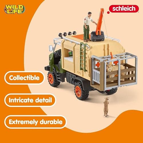 Schleich Wild Life - 45 PC Animal Rescue Toy Truck Playset - With Ranger Tom Action Figure, Lion and Meerkat Figures - Screen-Free Safari Adventure Play Set - Wild Animal Toys for Kids Ages 3+ | 42475 thumbnail 4