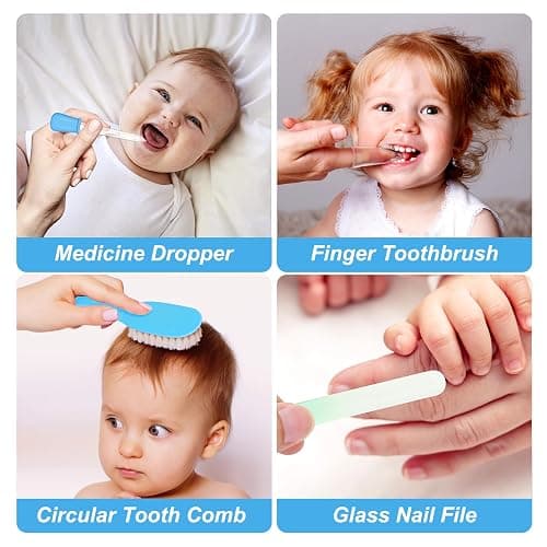 Baby Grooming Kit, Infant Safety Care Set with Hair Brush Comb Nail Clipper Nasal Aspirator,Baby Essentials Kit for Newborn Girls Boys thumbnail 6