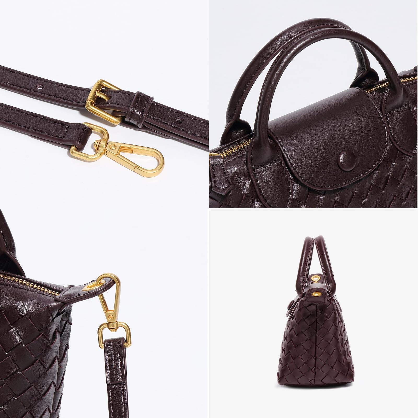 Mini Small Size Braided Luxury Leather Women's top Handle Handbag Fashion Travel Daily Satchel thumbnail 6