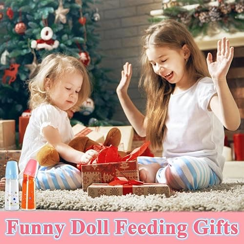 Kuihaazi 12PCS Baby Doll Accessories Set,Doll Pretend Play Feeding Toys,Baby Doll Feeding Include Disappearing Milk and Juice Bottles,Pacifier,Bibs,Diapers thumbnail 7