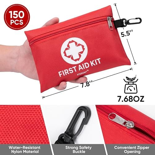 PTEROMY 150 Piece Mini First Aid Kit, Portable Small Emergency Kits Compact 1st Aid Kit for Car, Travel, Home, Camping, Outdoor, Hiking - 150PCS thumbnail 4