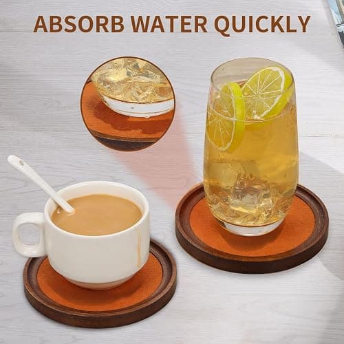 MinBoo Bamboo Coasters for Coffee Table Set of 6 Coasters for Drinks Absorbent with Holder Coffee Table Decor for Tabletop Protection Gifts for House Warming New Home & Wedding (Dark Brown 6Pcs) thumbnail 6