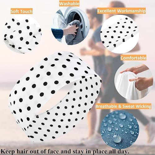 Tobeffect Polka Dot Headbands for Women Trendy Womens Headbands, Elastic Hair Bands for Women's Hair Polka Dot Hair Accessories 7PCS thumbnail 5