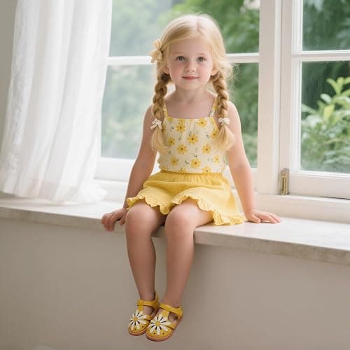 Otter MOMO Girls Open Toe Princess Flat Sandals with Comfort Sole Summer Sandals thumbnail 2