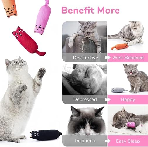 Legendog 5Pcs Bite Resistant Catnip Toy for Cats,Catnip Filled Cartoon Mice Cat Teething Chew Toy thumbnail 4
