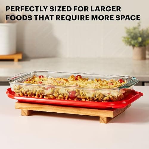 Pyrex Basics 3-Pack Glass Baking Dish Set (2QT, 3QT, 4.8QT) With BPA-Free Lids, Rectangular Glass Bakeware, Dishwasher, Microwave, Freezer & Pre-Heated Oven Safe thumbnail 3