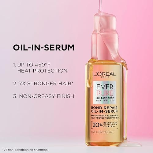 L'Oreal Paris Bond Repair Oil-in-Serum for Damaged, Color Treated Hair, Heat Protectant, Strengthens Weak Bonds, Intense Shine and Frizz Control, EverPure, 1.6 Fl Oz thumbnail 6