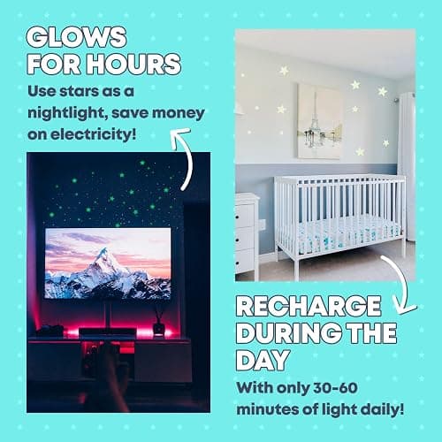LUMOSX Glow in the Dark Stars for Ceiling – 220pcs Recycled Material Stars with North Star, Moon & Constellation E-Book for Kids' Room Decor thumbnail 4