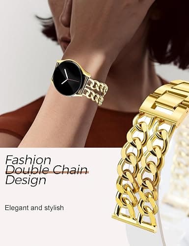 Gold Metal Bracelet Band Women 20mm Adjustable Single Chain Compatible with Samsung Galaxy Watch 7/6/5/4/Active 2/4 Classic/6 Classic/5 Pro/FE 40mm 42mm 43mm 44mm 45mm 46mm 47mm (No Case) thumbnail 3