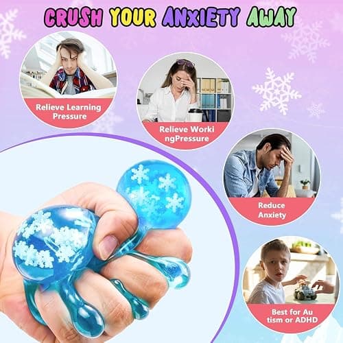 Squishy Fidget Toys Stress Cube - Squeeze Toys Stress Balls for Adults Slow Rising Squishies Glow in The Dark Snowflakes Sugar Sensory Toys for Kids with Autism Fidgets for Classroom Prize Toys thumbnail 4