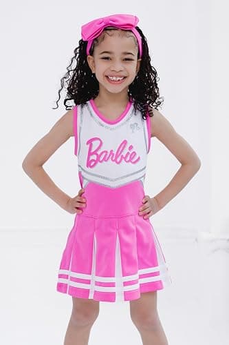 Barbie Girls Cheerleader Dress and Bow Outfit Set Toddler to Big Kid Sizes (2T - 14-16) thumbnail 2