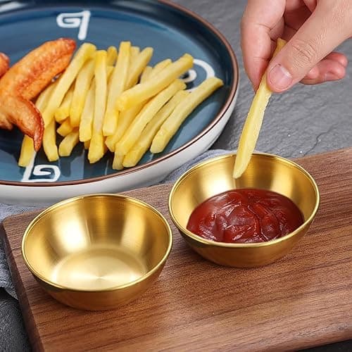 ZXBMS 12 Pack 3.2 Inch Gold Stainless Steel Dipping Bowls – Small Bowls for Dips, Soy Sauce, Condiments, Appetizers, Facial Bowl for Esthetician Use thumbnail 8