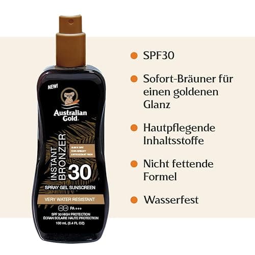 Australian Gold SPF 30 Spray Gel | Neue Formel | Feuchtigkeitsspendend & Anti-Aging | Schnelle Absorption & Nicht Fettend | Wasserfest | 100ml thumbnail 2
