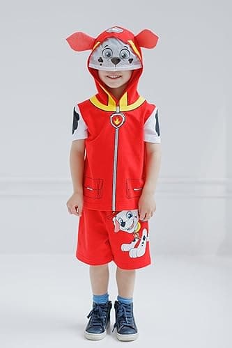 Paw Patrol Chase Skye Rubble Marshall Cosplay T-Shirt and Bike Shorts French Terry Outfit Set Toddler to Big Kid thumbnail 5