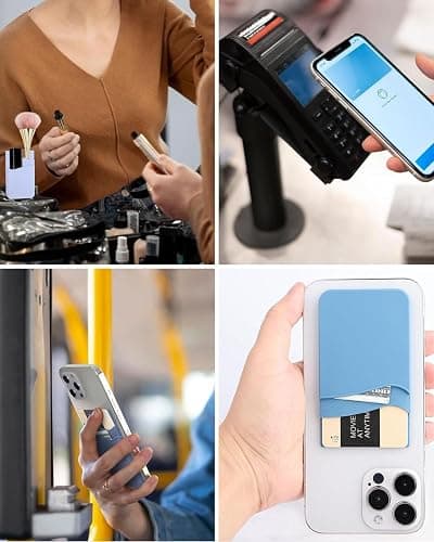 BIAJIYA 5 Pcs Card Holder for Back of Phone Case, ID/Credit Card Pocket Wallet Phone Card Holder, Phone Wallet Stick on Cellphone for iPhone Samsung Galaxy thumbnail 7
