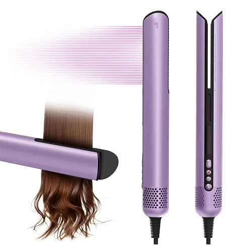Hair Straightener | Clamp-Free Flat Iron | Zero Touch Tangle-Free Knot-Free No Heat Damage Air Hair straighteners for Women Salon | 2-in-1 Hair Dryer & Straight Styling Blow Dryer (Starlight Purple) - Image 1