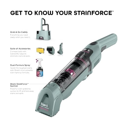 Shark StainForce Cordless Portable Spot, Stain, & Odor Remover System for Carpets, Area Rugs, Upholstery, Stairs, with Storage Caddy, Accessories, and Full-Size Cleaning Solution, HX101 (NEW) thumbnail 12