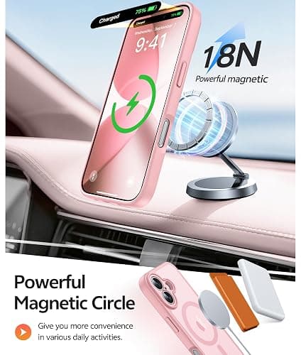 FNTCASE for iPhone 17 Case: [Compatible with Magsafe] Translucent Matte Cases with [Full Camera Protection] [Screen Protector] Military Grade Shockproof Protective Phone Cover - Light Pink thumbnail 3