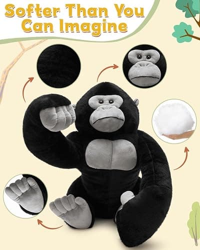 MaoGoLan Big Gorilla Stuffed Animal,23.6" Giant Gorilla Plush Toy,Soft and Cuddly Companion Plushie Gift for Gorilla Lover,Theme-Party Favor,Kids thumbnail 8