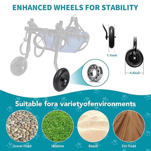 Dog Wheelchair for Back Legs with Pet Traction Rope, X-Small Wheelchair for Dogs with Disabled Hind Legs Walking Adjustable Dog Carts with Heavy Duty Wheels thumbnail 8