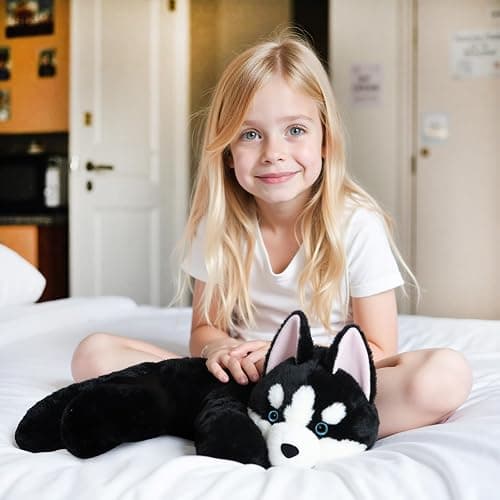 Niuniu Daddy 20" | 3.3 Pound Weighted Husky Stuffed Animals for Adults Kids, Weighted Stuffed Husky Dog Plush for Toddler, Fluffy Plushy Toy Body Pillow with Soft Fur for Present Christmas Birthday thumbnail 2