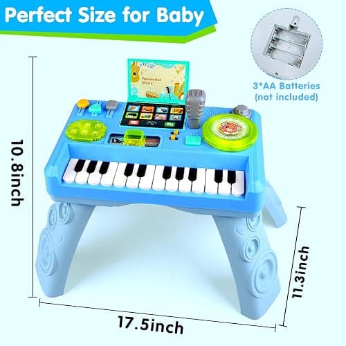 Baby DJ Table for Toddlers 1-3, Baby Musical Piano Toys 6-9-12-18 Months Toddler Activity Learning DJ Mixing Table with Music & Light Educational Toy for 1 Year Old Boy Girl First Birthday Infant Gift thumbnail 2