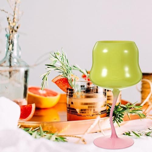 Amosfun Rose Cocktail Glasses Cute Wine Goblet Decorative Stemmed Cup Colored Shaped Glassware for Wine Drinks Ice Cream Dessert Yellow - Yellow thumbnail 2