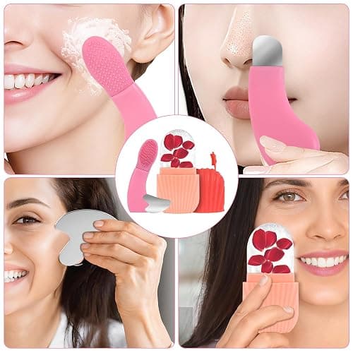 EUHBLE 3-in-1Face Ice Roller, Stainless Steel Gua Sha & Cleansing Brush Set | DIY Cold Therapy Kit for Puffiness Brighten Facial Lift,Reusable Spa Tools for All Skin Types Self-Care Gift for Women thumbnail 6