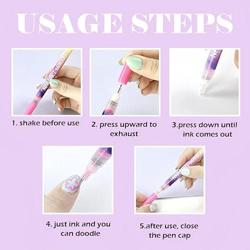 12 Colors Nail Art Pens Set, New Nail Art Markers 3D Nail Polish Pens Quick Dry Dotting Point Liner Pens for DIY Nail Art Drawing Painting Tools (12Pcs) thumbnail 2