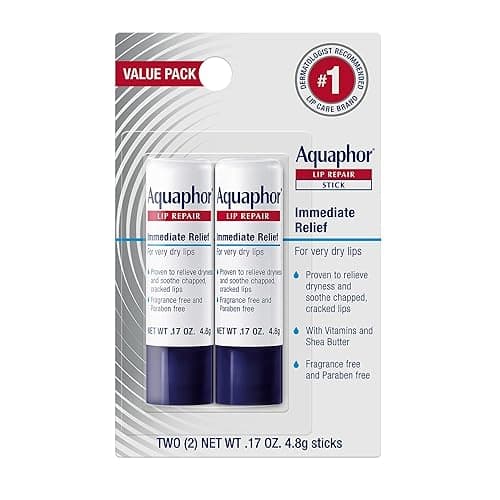Aquaphor Lip Repair Stick, Moisturizing Lip Balm Pack, Relieves Dryness, 0.17 Oz Stick, Pack of 2 - 0.17 Ounce (Pack of 2)