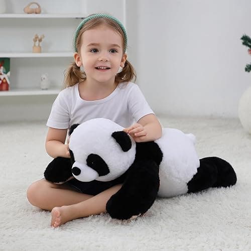 JellyMallow 5 lbs 24" Weighted Stuffed Animals Panda Plushie Pillow | Cute Panda Weighted Plush Pillow Giant Bear Stuffed Animal for Kids Adults thumbnail 6