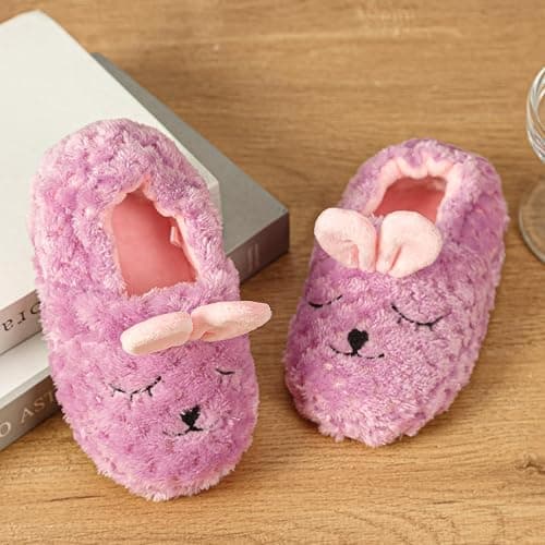 Csfry Baby Girl's Premium Soft Plush Slippers Cartoon Warm Winter House Shoes thumbnail 6