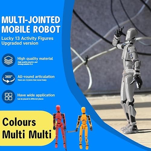 MerryXD T13 3D Action Figure,Assembly Completed Dummy Nova Titan Lucky 13 Action Figure 3D Printed Multi-Jointed Movable Toy Grow in The Dark Blue thumbnail 3