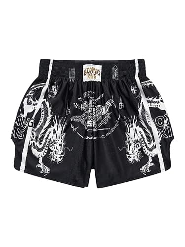 BEAUDRM Men's Muay Thai Shorts Graphic Elastic Waist Kickboxing Baggy Sport Gym Shorts - Image 1
