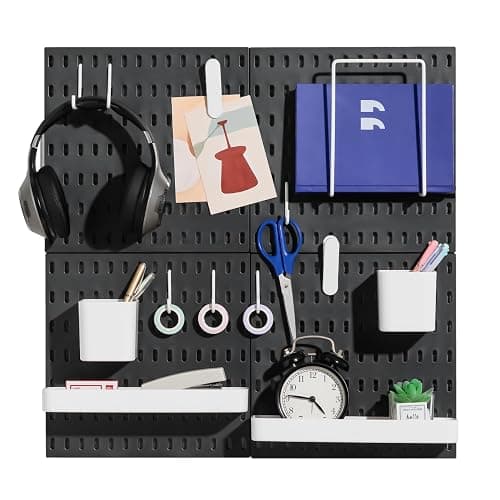 Keepo Pegboard Combination Kit, Pegboards and Accessories Modular Hanging for Wall Organizer, Crafts Organization, Ornaments Display, Nursery Storage, Peg Board (Black, 22″×22″) - Image 1