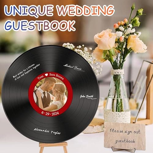 Leptetek 6 PCS Vinyl Records Decorations 12 Inch with Markers, Double Side Tape and Vinyl Center Label, Vintage Record Decor for Wall Aesthetic, Rock & Roll Music Party Decor thumbnail 7