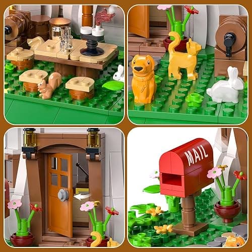 RAVAYO Mushroom House Building Blocks Set - Unique Design Creative Building Toy for Adults and Teens Mini Brick 1621pcs thumbnail 6