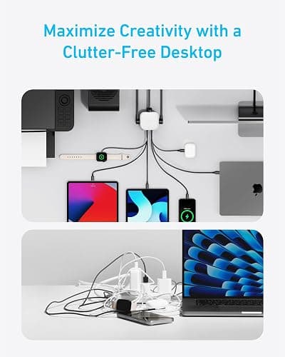 Anker Desktop Charger, 9-in-1 Power Strip with 300J Surge Protector, 5ft Flat Plug Extension Cord with Multiple Devices, 100W USB C Charger with 3 AC, 2 USB A, 4 USB C, Home Office, Desk Accessories thumbnail 6