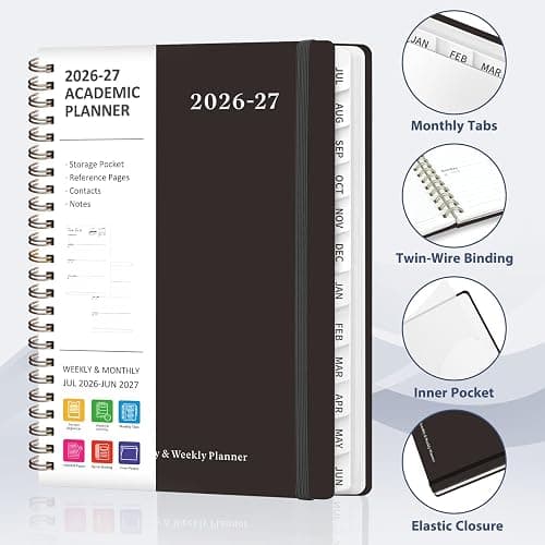 Planner 2026-2027, Weekly and Monthly Calendar Planner, JUL 2026 - JUN 2027 | Academic Year, Daily Agenda Book, A5(6.3'' x 8.5''), Sprial Bound, Inner Pocket, Office School Use thumbnail 5