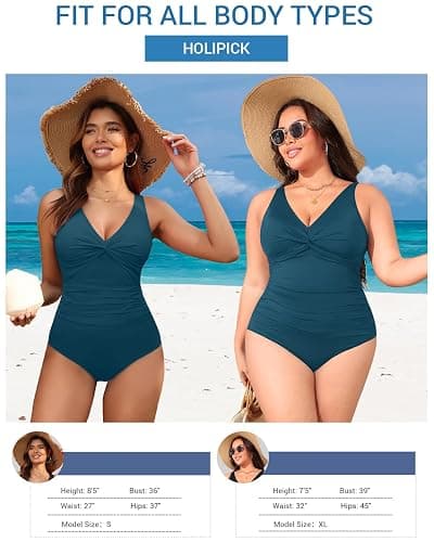 Holipick Women Tummy Control One Piece Swimsuit - Push Up Bathing Suit Full Coverage Slimming Swimwear thumbnail 5
