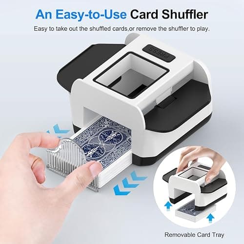 HUAYAGHFHD Automatic Card Shuffler|1-2 Deck Electric Card Shuffle Machine|Portable Rechargeable (2000mah)|for Poker, Uno, Blackjack, Skip-Bo, Phase 10 More Playing Shuffler for Home Game,Travel thumbnail 4