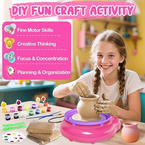 Pottery Wheel for Kids, Arts and Crafts for Kids Ages 8-12, Crafts for Girls 8-12, Complete DIY Clay Wheel Pottery Kit for Beginners, Kid Crafts Gifts for Girl Toys Ages 8 9 10 11 12 Year Old Birthday thumbnail 2
