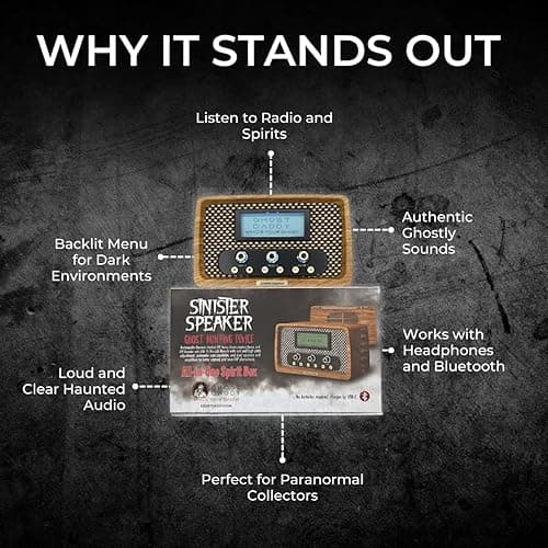 Sinister Speaker Spirit Box – Dual EVP Recorder & Bluetooth Ghost Box | Paranormal Activity Detector with AM/FM/SW Sweep | Vintage-Inspired Design thumbnail 2